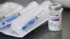 GEORGIA -- A vial with the AstraZeneca coronavirus disease (COVID-19) vaccine is pictured at a hospital in Tbilisi, March 15, 2021